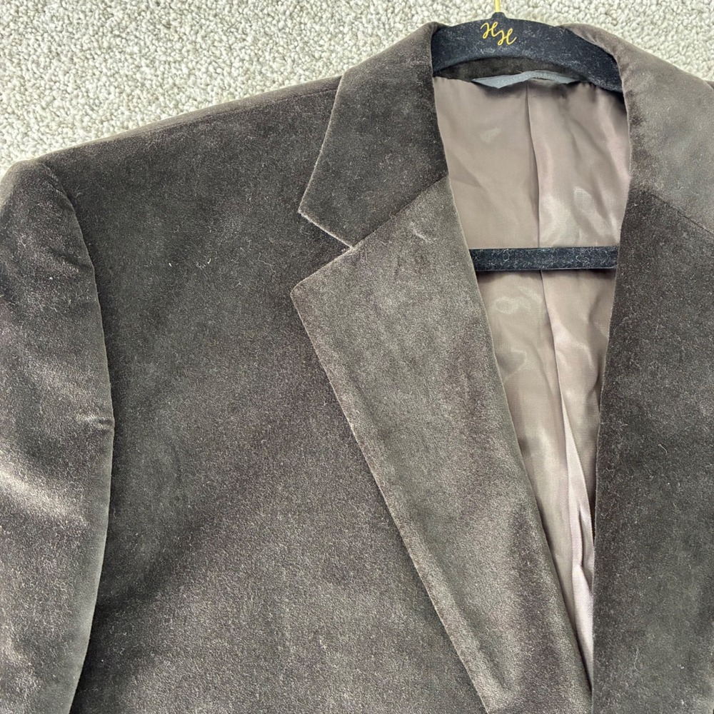 T. Harris London Mens Brown Velvet Blazer Size 44R Classic‎ Cotton Coat Formal